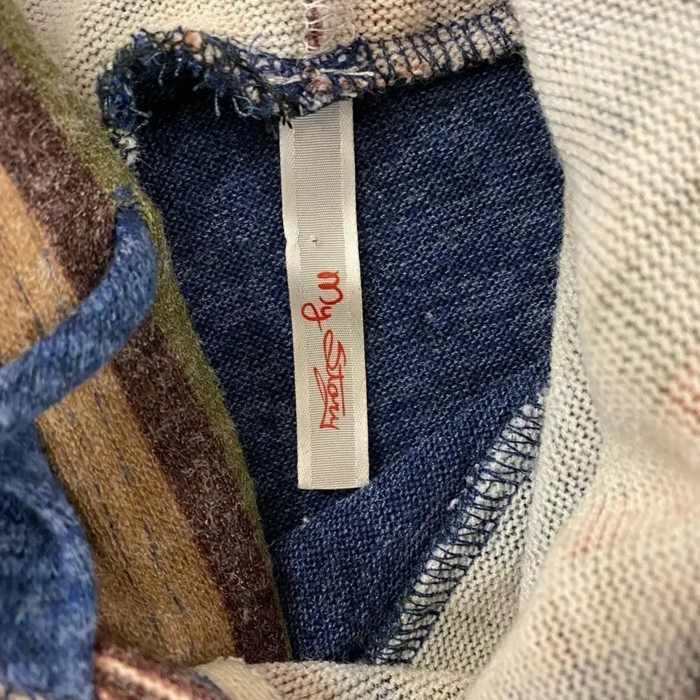MY Story blue and stripes soft knit hoodie‎ tunic top